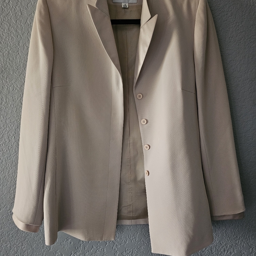 ALBERT NIPON Cream Ivory 2pc Suit Coat Blazer And Pants Set Size 8 - Picture 11 of 16